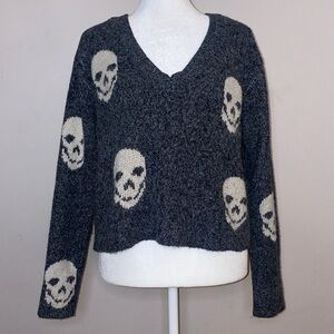 Hippie Rose V-Neck Skull Sweater